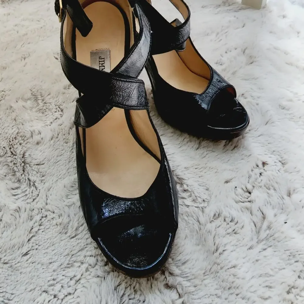 JIMMY CHOO LONDON BLACK OPEN TOE SANDALS SIZE 40(9)